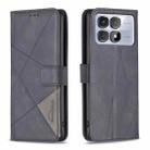 For Redmi K70 Ultra Magnetic Buckle Rhombus Texture Leather Phone Case(Black) - 1