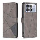 For Redmi K70 Ultra Magnetic Buckle Rhombus Texture Leather Phone Case(Grey) - 1