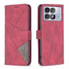 For Redmi K70 Ultra Magnetic Buckle Rhombus Texture Leather Phone Case(Red) - 1