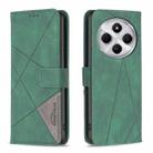 For Redmi 14C 4G Magnetic Buckle Rhombus Texture Leather Phone Case(Green) - 1