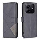 For Redmi Note 14 5G Magnetic Buckle Rhombus Texture Leather Phone Case(Black) - 1