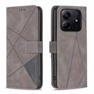 For Redmi Note 14 5G Magnetic Buckle Rhombus Texture Leather Phone Case(Grey) - 1