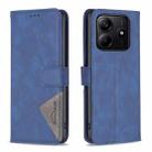 For Redmi Note 14 5G Magnetic Buckle Rhombus Texture Leather Phone Case(Blue) - 1