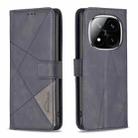 For Redmi Note 14 Pro 5G / Note 14 Pro+ 5G Magnetic Buckle Rhombus Texture Leather Phone Case(Black) - 1