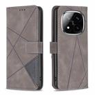 For Redmi Note 14 Pro 5G / Note 14 Pro+ 5G Magnetic Buckle Rhombus Texture Leather Phone Case(Grey) - 1