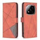 For Redmi Note 14 Pro 5G / Note 14 Pro+ 5G Magnetic Buckle Rhombus Texture Leather Phone Case(Brown) - 1