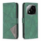 For Redmi Note 14 Pro / Note 14 Pro+ Magnetic Buckle Rhombus Texture Leather Phone Case(Green) - 1