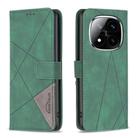 For Redmi Note 14 Pro 4G Magnetic Buckle Rhombus Texture Leather Phone Case(Green) - 1
