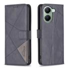 For Redmi Turbo 4 Magnetic Buckle Rhombus Texture Leather Phone Case(Black) - 1