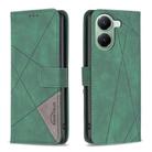 For Redmi Turbo 4 Magnetic Buckle Rhombus Texture Leather Phone Case(Green) - 1