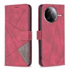 For Redmi K80 / K80 Pro Magnetic Buckle Rhombus Texture Leather Phone Case(Red) - 1