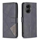 For Redmi Turbo 4 Pro Magnetic Buckle Rhombus Texture Leather Phone Case(Black) - 1