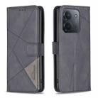 For Redmi 15C 4G 173.1mm / 15C 5G 173.1mm Magnetic Buckle Rhombus Texture Leather Phone Case(Black) - 1