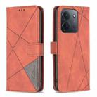 For Redmi 15C 4G 173.1mm / 15C 5G 173.1mm Magnetic Buckle Rhombus Texture Leather Phone Case(Brown) - 1