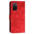 For OPPO A54 4G / A16 YX0080 Grid Butterfly Embossed Pattern Flip Leather Phone Case with Lanyard(Red) - 3