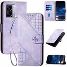 For OPPO A57s 4G Global YX0080 Grid Butterfly Embossed Pattern Flip Leather Phone Case with Lanyard(Light Purple) - 1