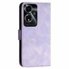 For OPPO A59 5G YX0080 Grid Butterfly Embossed Pattern Flip Leather Phone Case with Lanyard(Light Purple) - 3