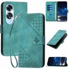 For OPPO A60 4G YX0080 Grid Butterfly Embossed Pattern Flip Leather Phone Case with Lanyard(Light Blue) - 1