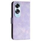 For OPPO A60 4G Grid Butterfly Embossed Pattern Leather Phone Case with Lanyard(Light Purple) - 3