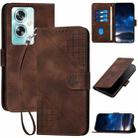 For OPPO A79 5G Global YX0080 Grid Butterfly Embossed Pattern Flip Leather Phone Case with Lanyard(Coffee) - 1