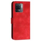 For OPPO Reno5 F 4G / Reno5 Lite YX0080 Grid Butterfly Embossed Pattern Flip Leather Phone Case with Lanyard(Red) - 3