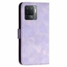 For OPPO Reno5 F 4G / Reno5 Lite Grid Butterfly Embossed Pattern Leather Phone Case with Lanyard(Light Purple) - 3