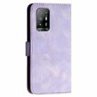 For OPPO Reno5 Lite YX0080 Grid Butterfly Embossed Pattern Flip Leather Phone Case with Lanyard(Light Purple) - 3