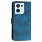 For OPPO Reno8 5G Global YX0080 Grid Butterfly Embossed Pattern Flip Leather Phone Case with Lanyard(Dark Blue) - 3