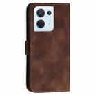 For OPPO Reno8 5G Global YX0080 Grid Butterfly Embossed Pattern Flip Leather Phone Case with Lanyard(Coffee) - 3