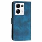 For OPPO Reno8 Pro 5G Global YX0080 Grid Butterfly Embossed Pattern Flip Leather Phone Case with Lanyard(Dark Blue) - 3