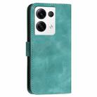 For OPPO Reno8 Pro 5G Global YX0080 Grid Butterfly Embossed Pattern Flip Leather Phone Case with Lanyard(Light Blue) - 3