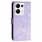 For OPPO Reno10 Pro 5G Global Grid Butterfly Embossed Pattern Leather Phone Case with Lanyard(Light Purple) - 3