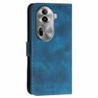 For OPPO Reno11 Pro Global YX0080 Grid Butterfly Embossed Pattern Flip Leather Phone Case with Lanyard(Dark Blue) - 3