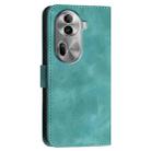 For OPPO Reno11 Pro Global YX0080 Grid Butterfly Embossed Pattern Flip Leather Phone Case with Lanyard(Light Blue) - 3