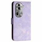 For OPPO Reno11 Pro Global YX0080 Grid Butterfly Embossed Pattern Flip Leather Phone Case with Lanyard(Light Purple) - 3