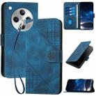 For OPPO Find X8 Grid Butterfly Embossed Pattern Leather Phone Case with Lanyard(Dark Blue) - 1