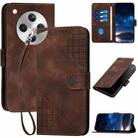 For OPPO Find X8 Grid Butterfly Embossed Pattern Leather Phone Case with Lanyard(Coffee) - 1