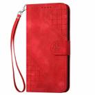 For OPPO Find X8 Pro Grid Butterfly Embossed Pattern Leather Phone Case with Lanyard(Red) - 2