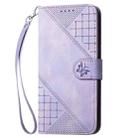 For OPPO Find X8 Pro Grid Butterfly Embossed Pattern Leather Phone Case with Lanyard(Light Purple) - 2