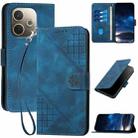 For OPPO A5 Pro 5G Grid Butterfly Embossed Pattern Leather Phone Case with Lanyard(Dark Blue) - 1