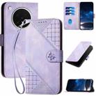 For OPPO Find X8s Grid Butterfly Embossed Pattern Leather Phone Case with Lanyard(Light Purple) - 1