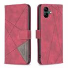 For Samsung Galaxy A06 Magnetic Buckle Rhombus Texture Leather Phone Case(Red) - 1