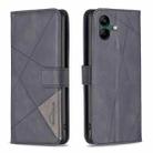 For Samsung Galaxy A06 Magnetic Buckle Rhombus Texture Leather Phone Case(Black) - 1