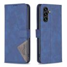 For Samsung Galaxy A36 Magnetic Buckle Rhombus Texture Leather Phone Case(Blue) - 1