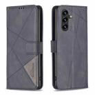 For Samsung Galaxy A26 5G Magnetic Buckle Rhombus Texture Leather Phone Case(Black) - 1