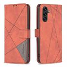 For Samsung Galaxy A56 5G Magnetic Buckle Rhombus Texture Leather Phone Case(Brown) - 1