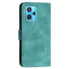 For Realme 9 Pro+ Grid Butterfly Embossed Pattern Leather Phone Case with Lanyard(Light Blue) - 3