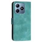 For Realme C63 Global Grid Butterfly Embossed Pattern Leather Phone Case with Lanyard(Light Blue) - 3