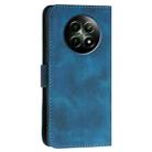 For Realme 12 5G Global YX0080 Grid Butterfly Embossed Pattern Flip Leather Phone Case with Lanyard(Dark Blue) - 3