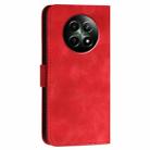 For Realme 12 5G Global YX0080 Grid Butterfly Embossed Pattern Flip Leather Phone Case with Lanyard(Red) - 3